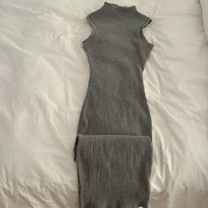 Grey mockneck tank midi dress